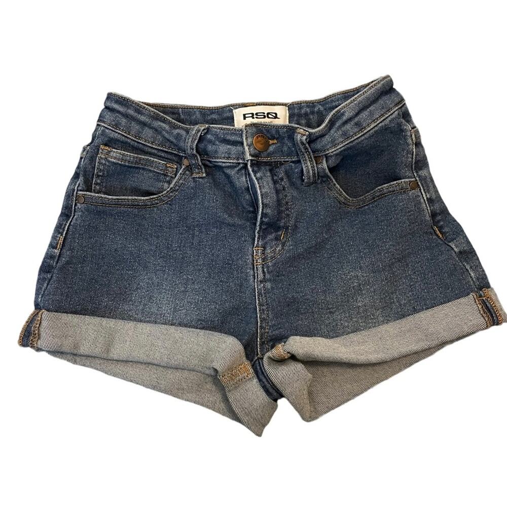 RSQ Denim Shorts Womens 24 Blue High Rise Cuffed Stretch Outdoor Comfy Casual